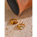 Oval Stone Open Ring – Gold Finish