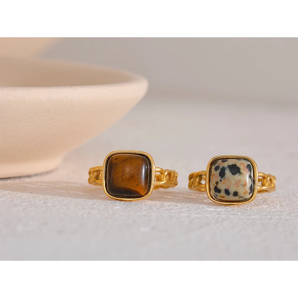 Chunky Chain Statement Ring – Gold Finish