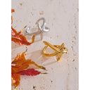 Modern Open Cross Line Ring – Gold & Silver