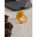 Organic Gold Statement Ring – Mirror Stone Finish