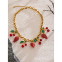 Strawberry Charm Gold Necklace
