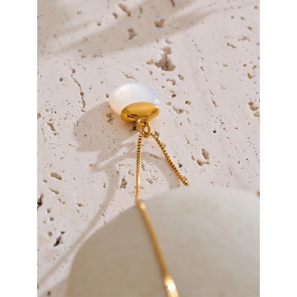 White Dome Stone Necklace