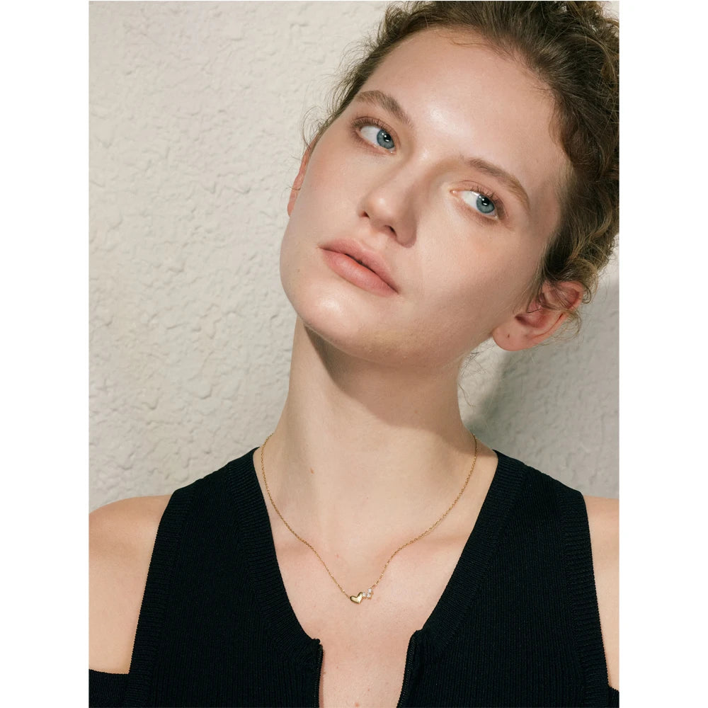 Heart & Sparkle Gold Necklace