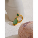 Emerald Whisper Gold Ring – Dual Stone Minimal Luxe Design