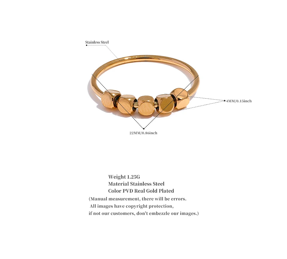 Minimal Gold Bead Bangle Ring