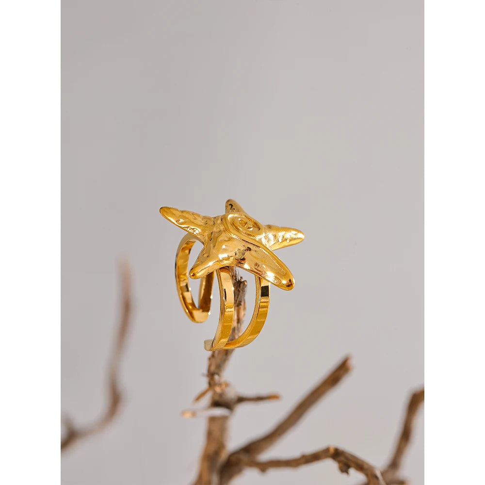 Gold Starfish Statement Ring