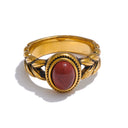 Gold Red Stone Classic Statement Ring