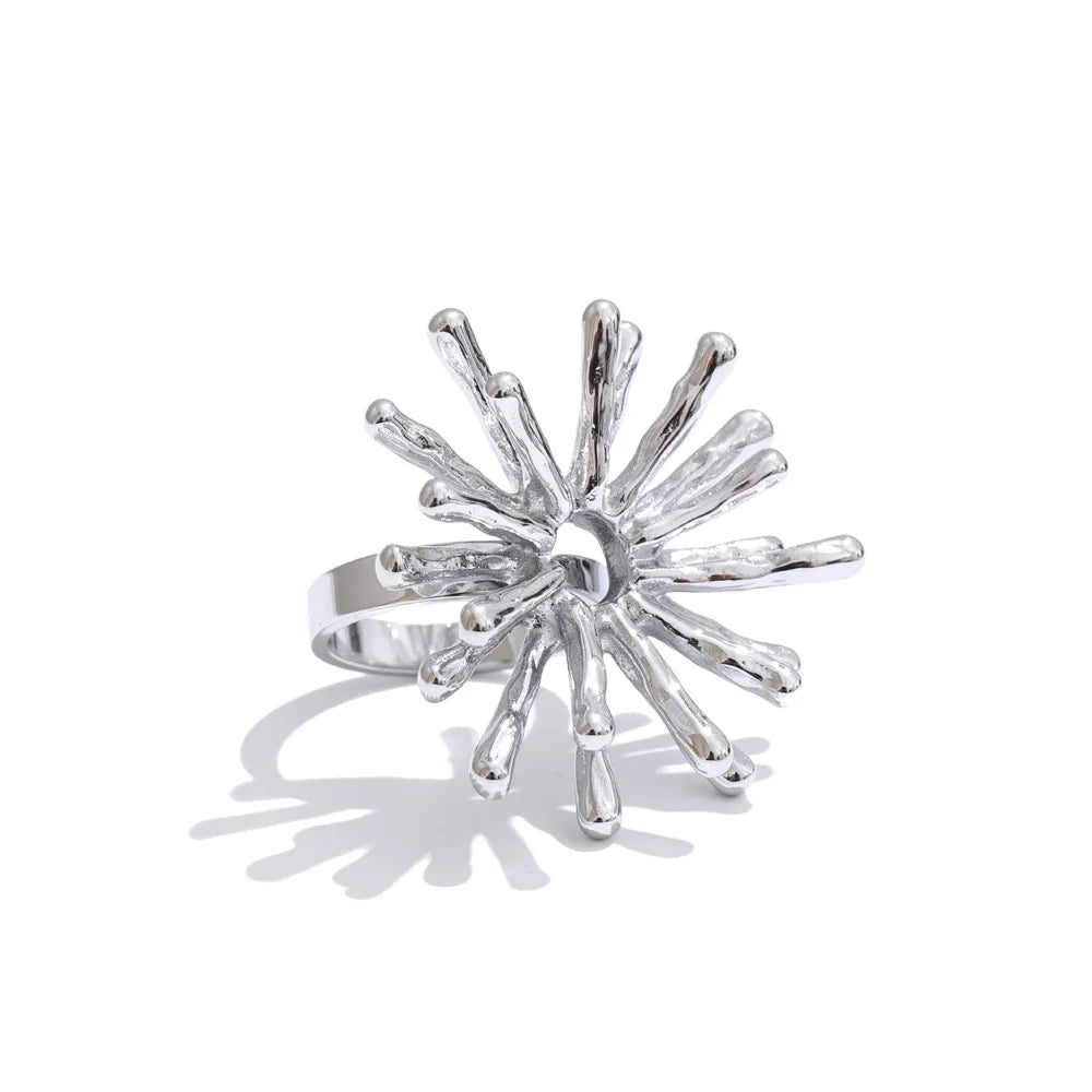 Gold Sunburst Sculptural Ring