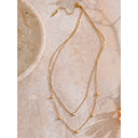 Layered Gold Heart Necklace with Crystal Accent