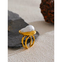 Organic Gold Statement Ring – Mirror Stone Finish