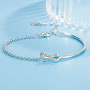 S925 Sterling Silver Bracelet Bow Design Sense Of Advanced Semi-circle Light Luxury Diamond Mosaic Lovely Women Jewelry Gift