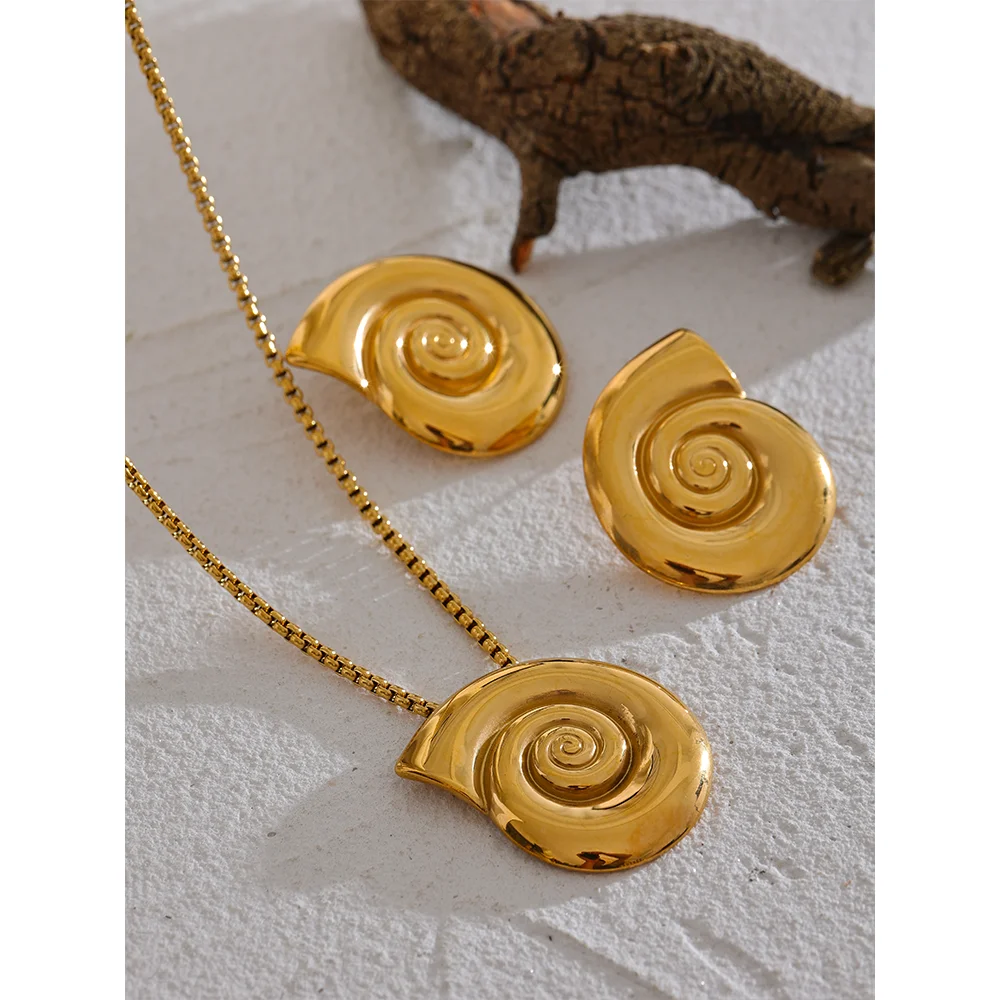 Golden Spiral Pendant Necklace