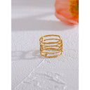 Crystal Layered Gold Cuff Ring