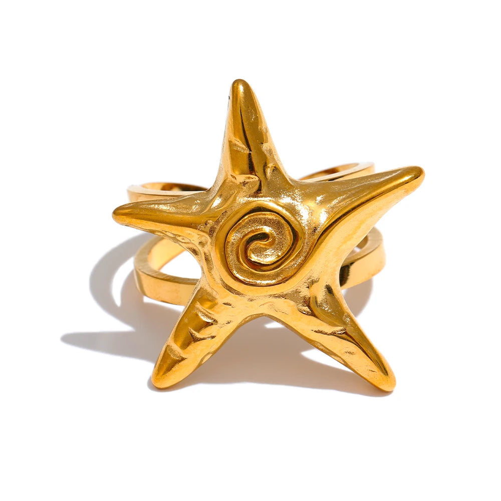 Gold Starfish Statement Ring