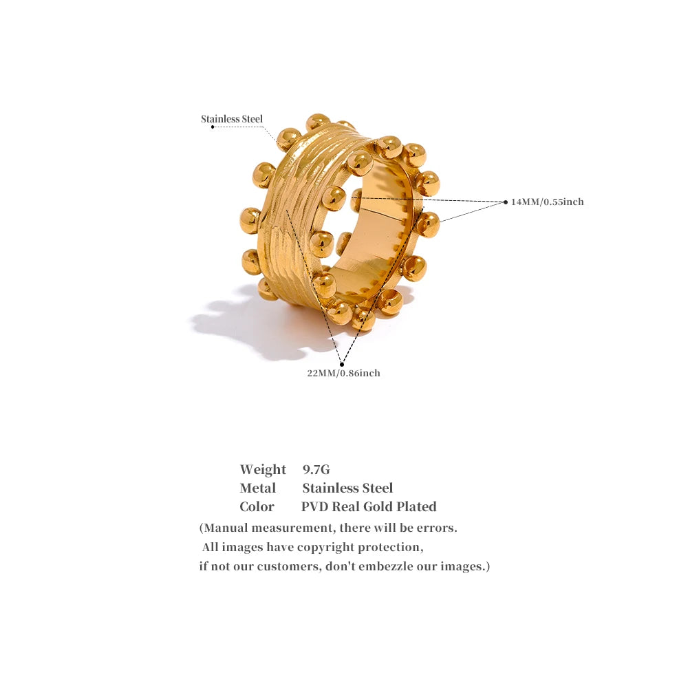 Beaded Gold Statement Ring