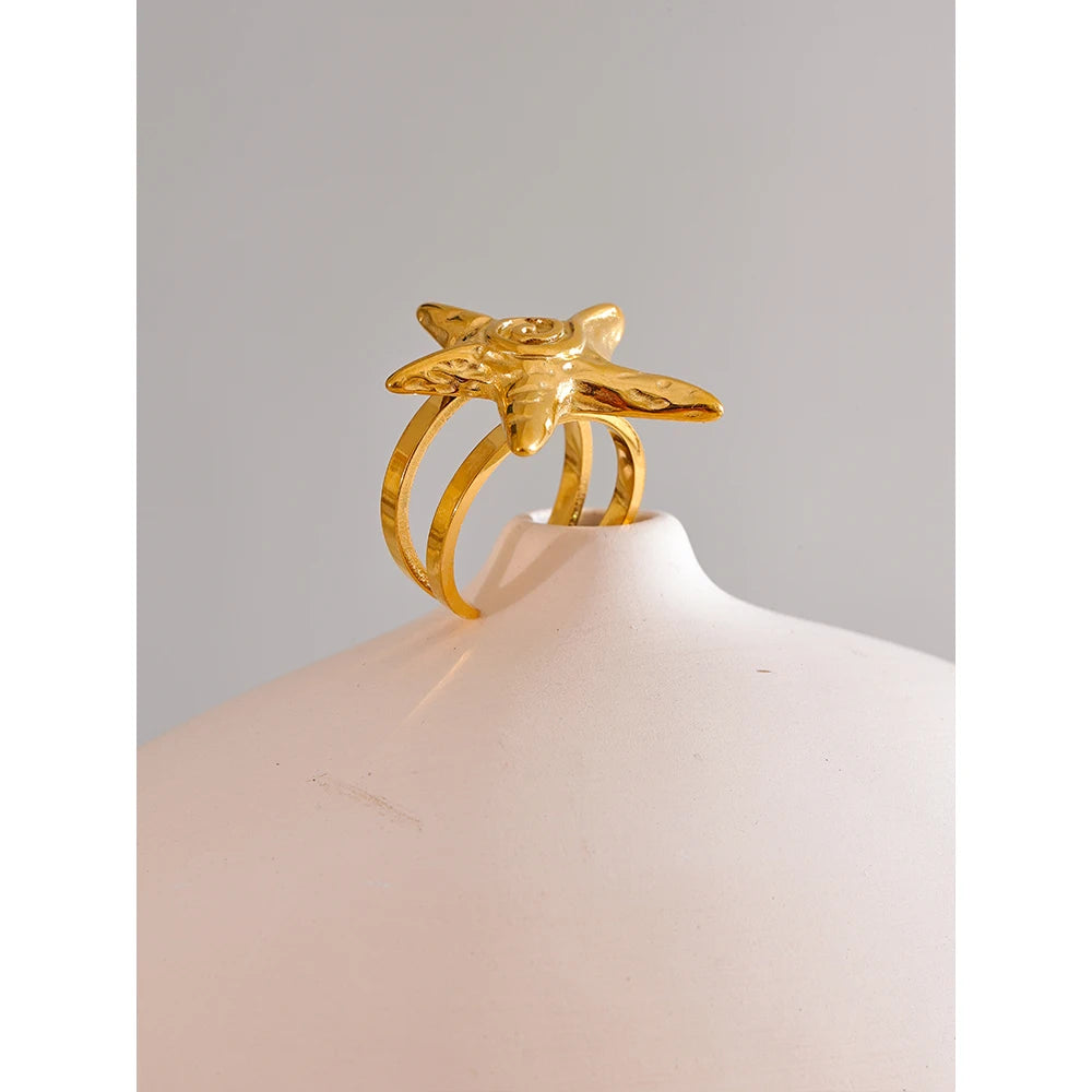 Gold Starfish Statement Ring