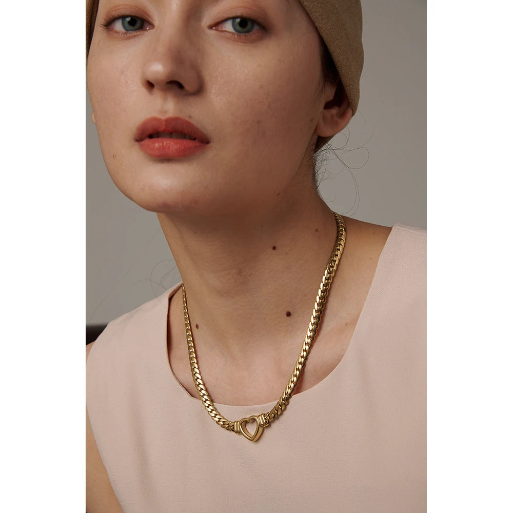 Gold Heart Chain Necklace