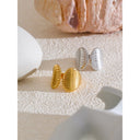 Ribbed Gold Double Dome Statement Ring