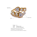 Gold Multi-Heart Crystal Statement Ring