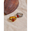 Gold Red Stone Classic Statement Ring