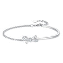 S925 Sterling Silver Bracelet Bow Design Sense Of Advanced Semi-circle Light Luxury Diamond Mosaic Lovely Women Jewelry Gift