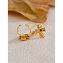 Gold Cross Crystal Statement Ring