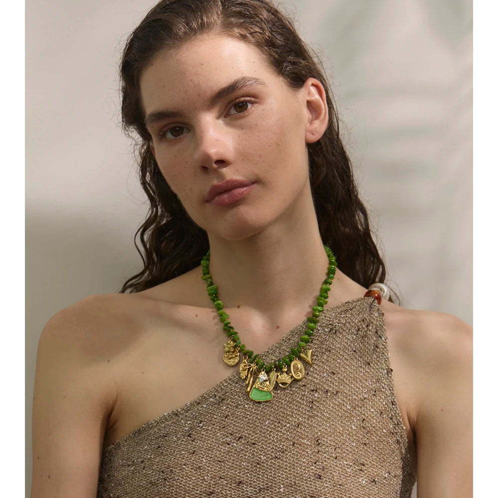 Green Charm Beaded Necklace