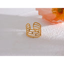 Crystal Layered Gold Cuff Ring