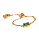 Gold Chain Ring with Emerald