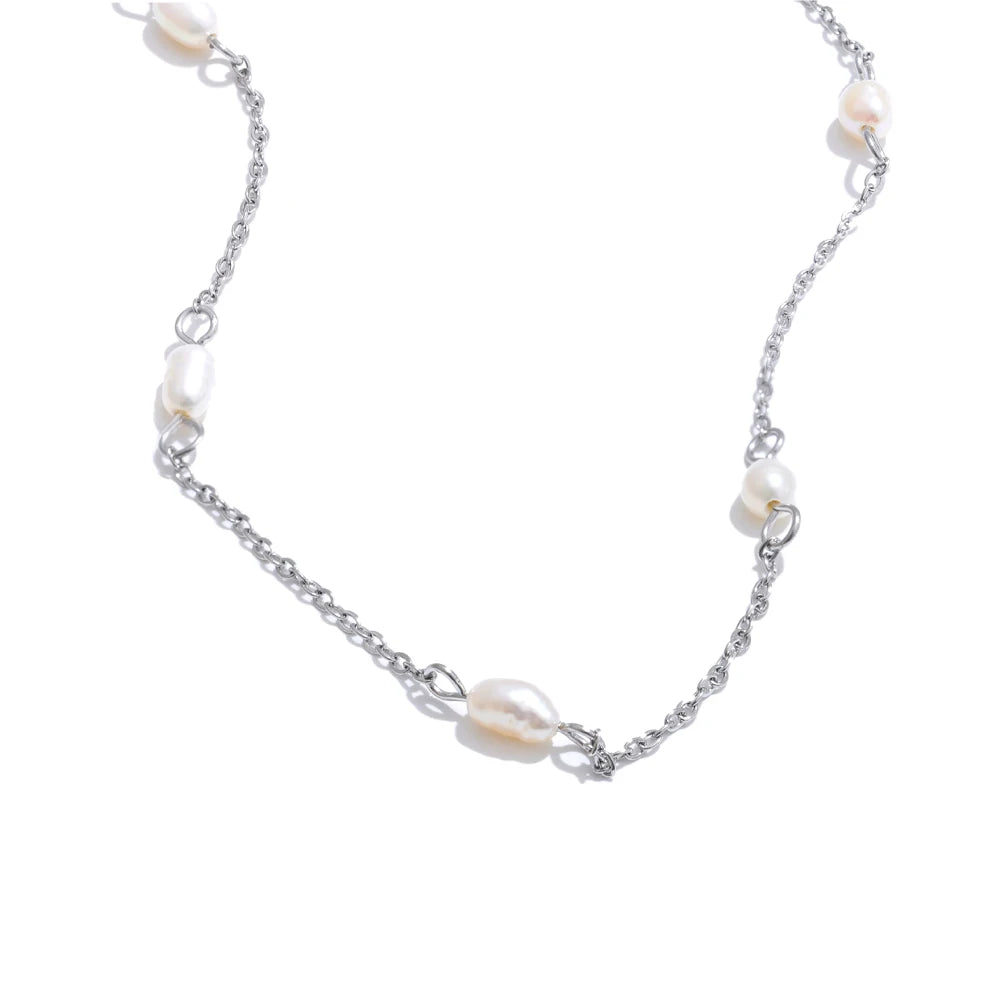 Gold Chain Pearl Necklace
