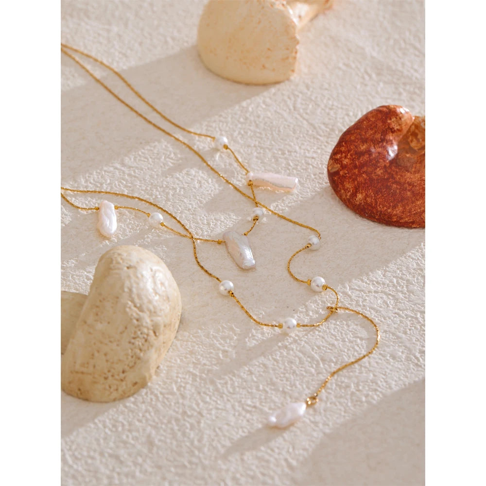 Pearl Drop Layered Necklace
