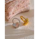 Sculpted Curve Oval Stone Ring