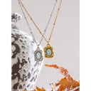 Opal Square Pendant Necklace