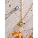 Opal Square Pendant Necklace