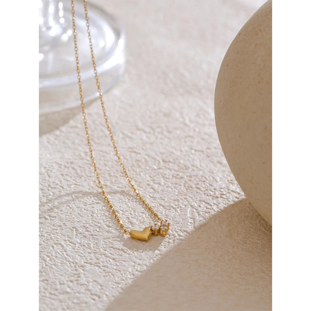 Heart & Sparkle Gold Necklace