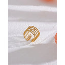 Crystal Layered Gold Cuff Ring