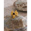 Sculptural Gold Statement Ring with Stone Center