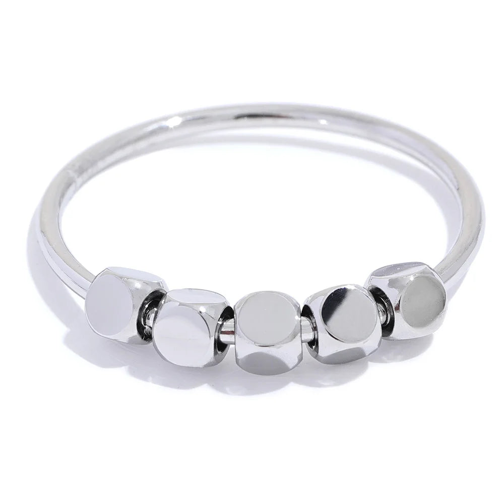 Minimal Gold Bead Bangle Ring