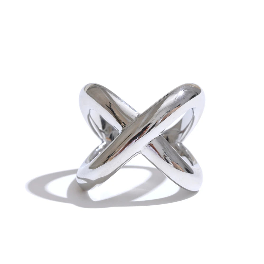X Sculpted Cross Gold Ring