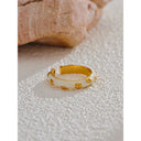 Golden Blossom Enamel Ring