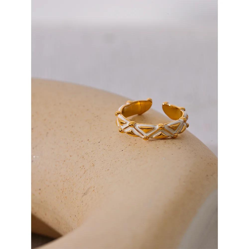 Aurora Geometry Gold Cuff Bracelet – Luxury Enamel Detail