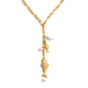 Gold Fish Charm Drop Necklace