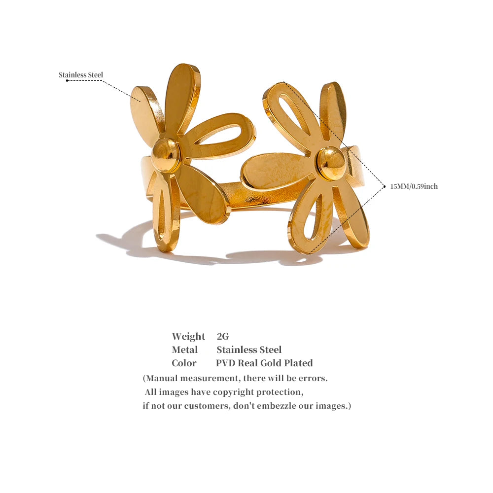 Gold Double Flower Ring