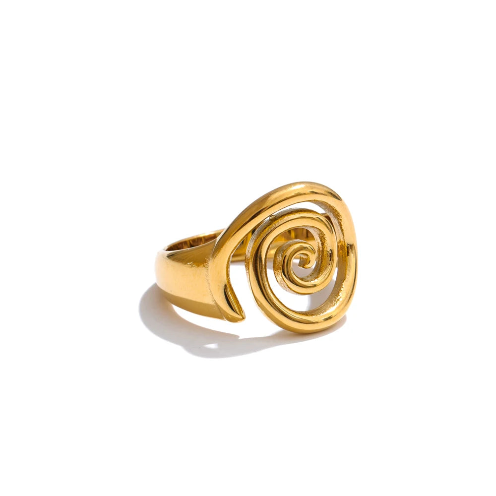  Gold Red Stone Classic Statement Ring